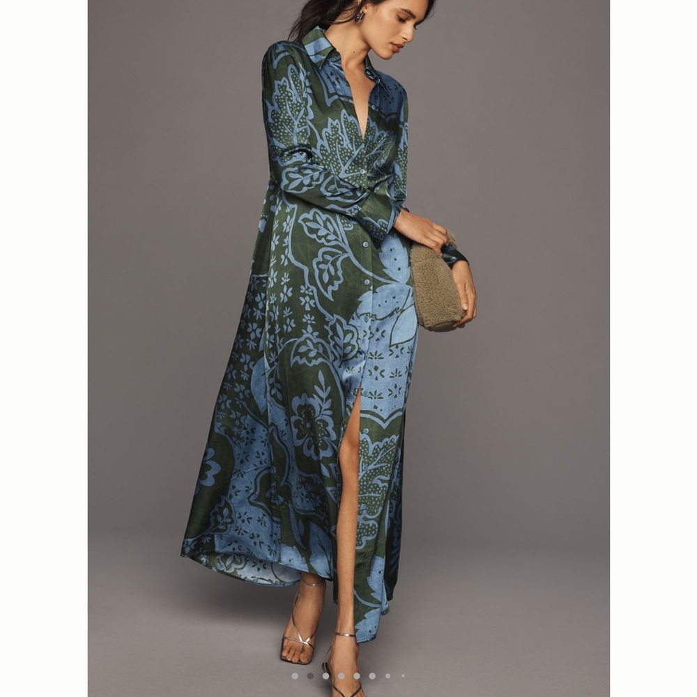 ❌Sold - Anthropologie Long-Sleeve Printed Shirt Dress Corey Lynn Calter - Picture 6 of 15